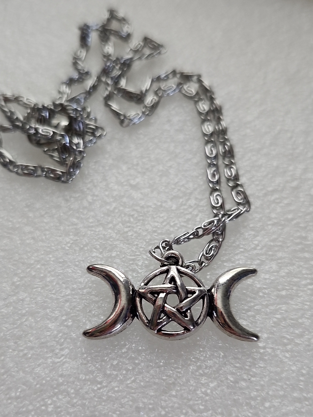 Hand Crafted Silver Triple Moon Pentagram Necklace